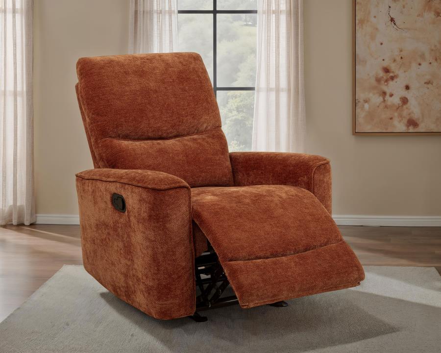 Navarro Chenille Upholstered Glider Recliner Burnt Orange-zoom-3
