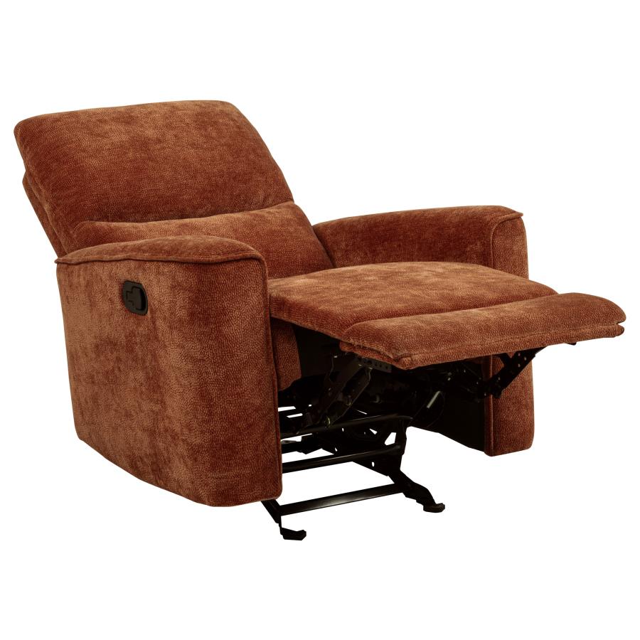 Navarro Chenille Upholstered Glider Recliner Burnt Orange-zoom-5