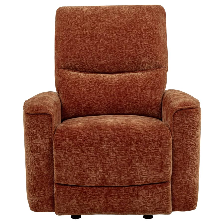 Navarro Chenille Upholstered Glider Recliner Burnt Orange-6