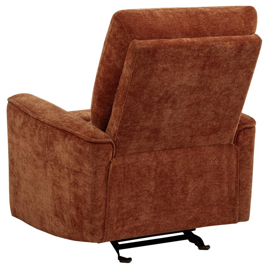 Navarro Chenille Upholstered Glider Recliner Burnt Orange-zoom-7