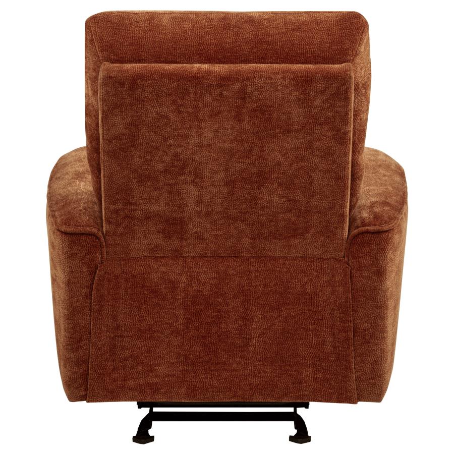 Navarro Chenille Upholstered Glider Recliner Burnt Orange-zoom-8