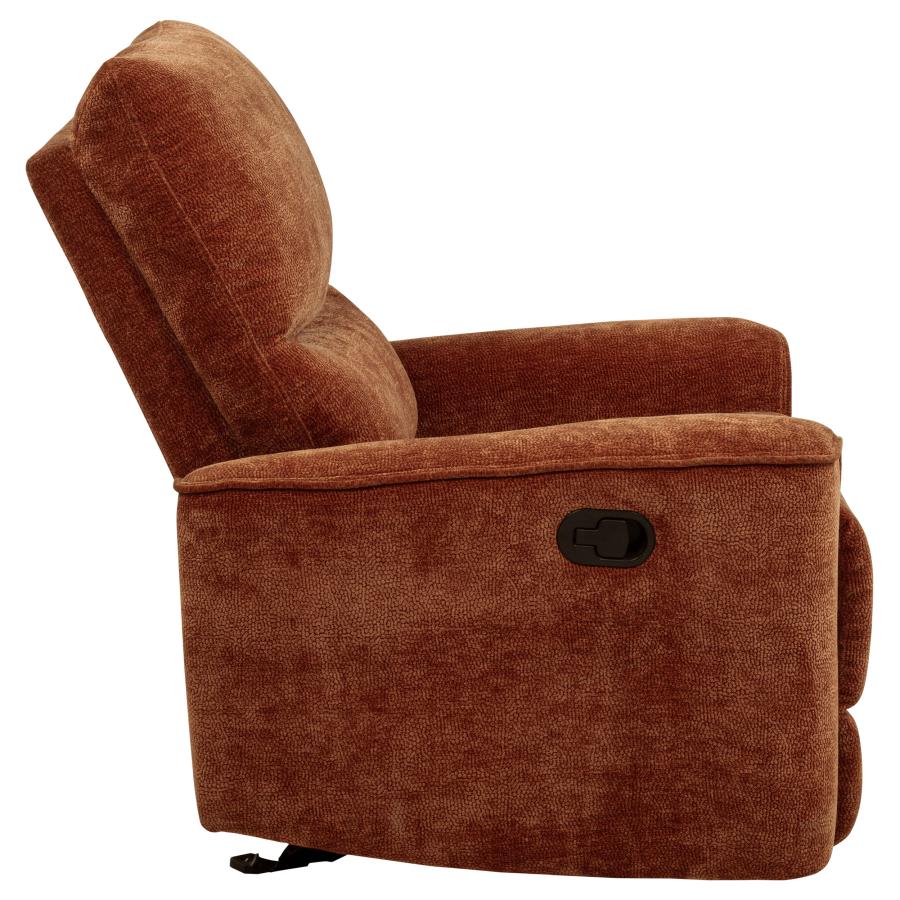 Navarro Chenille Upholstered Glider Recliner Burnt Orange-9