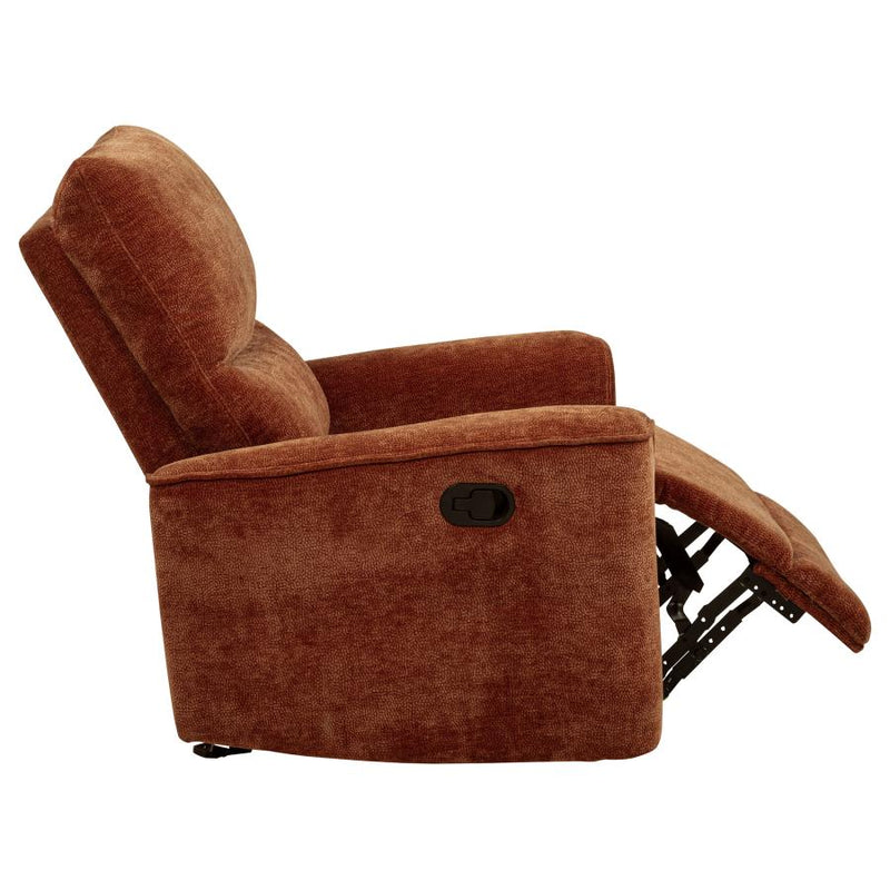 Navarro Chenille Upholstered Glider Recliner Burnt Orange-zoom-
