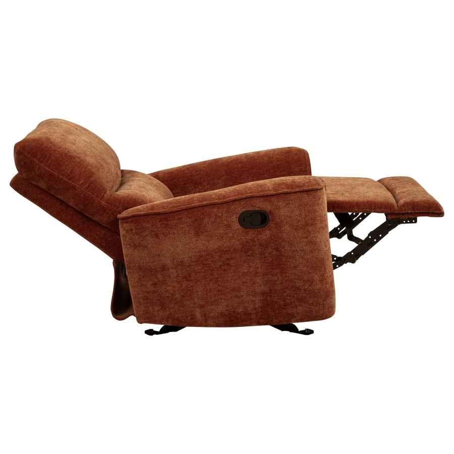 Navarro Chenille Upholstered Glider Recliner Burnt Orange-11