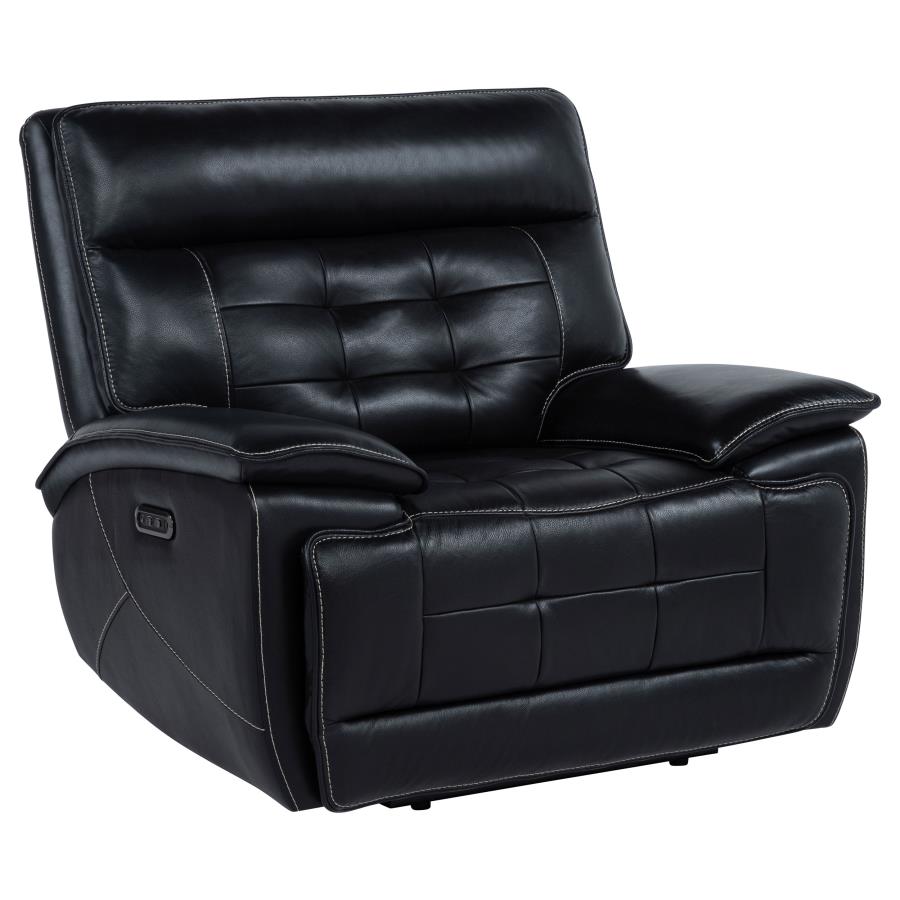 Hewitt Leather Upholstered Dual Power Recliner Chair Black-1