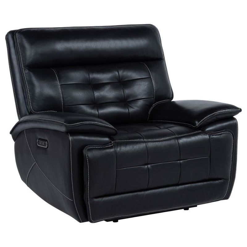 Hewitt Leather Upholstered Dual Power Recliner Chair Black-zoom-