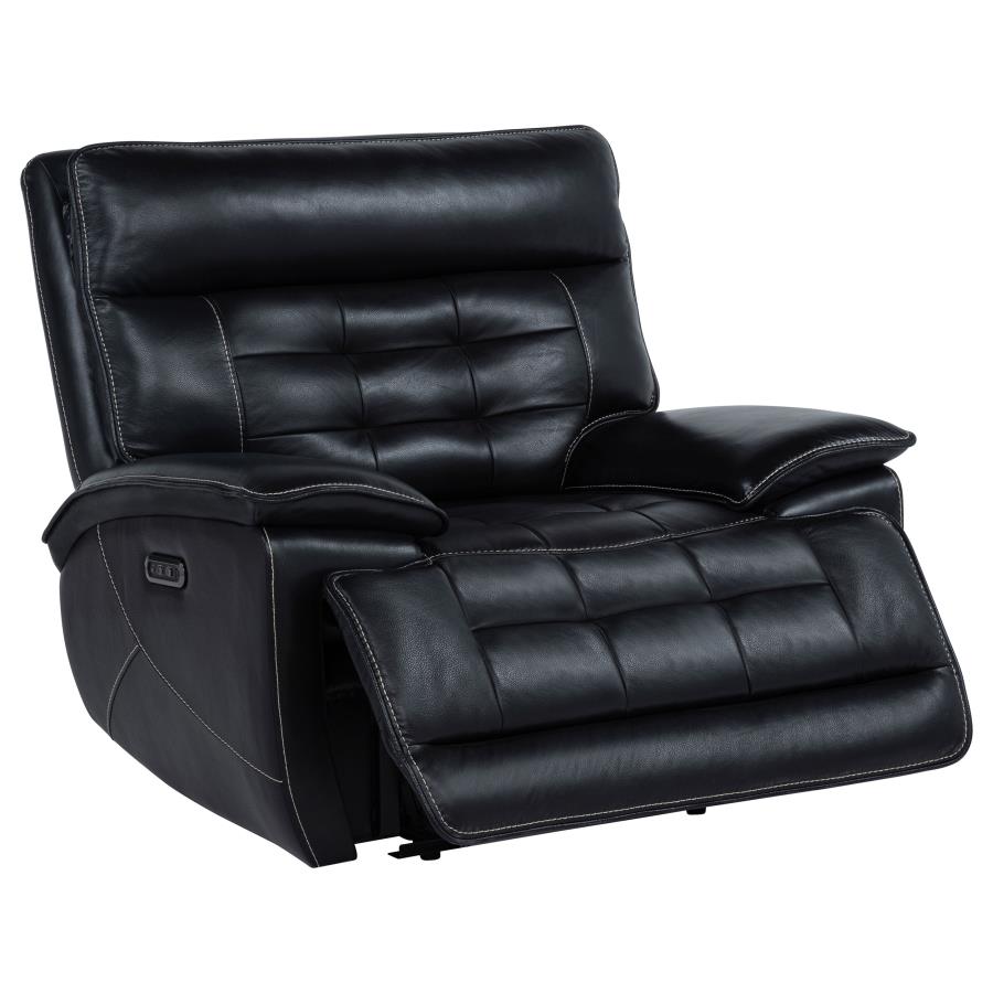 Hewitt Leather Upholstered Dual Power Recliner Chair Black-4