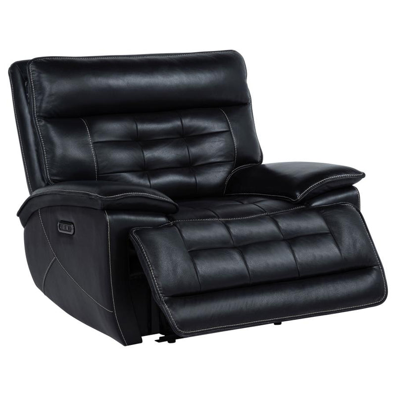 Hewitt Leather Upholstered Dual Power Recliner Chair Black-zoom-
