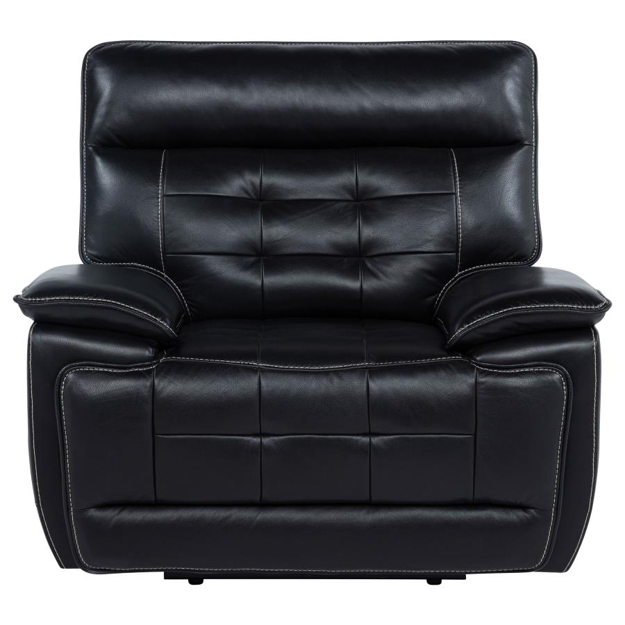 Hewitt Leather Upholstered Dual Power Recliner Chair Black-zoom-5