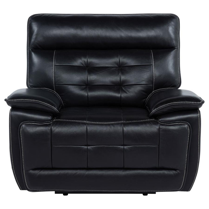 Hewitt Leather Upholstered Dual Power Recliner Chair Black-zoom-