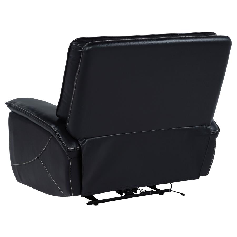 Hewitt Leather Upholstered Dual Power Recliner Chair Black-zoom-6