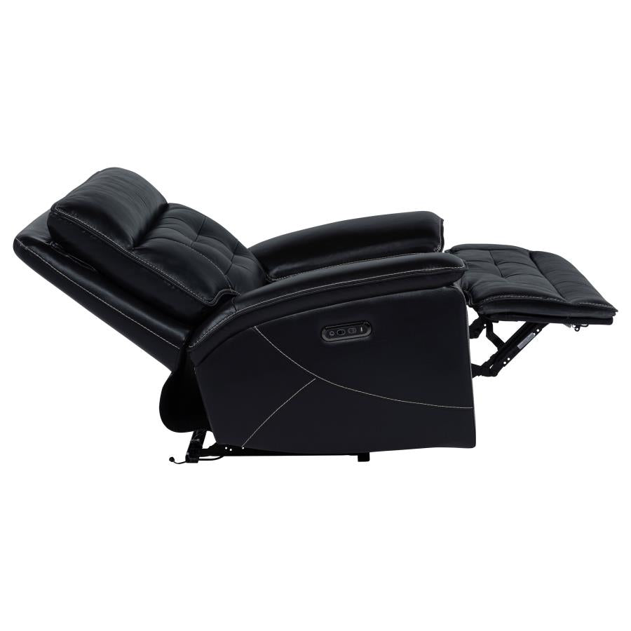 Hewitt Leather Upholstered Dual Power Recliner Chair Black-7