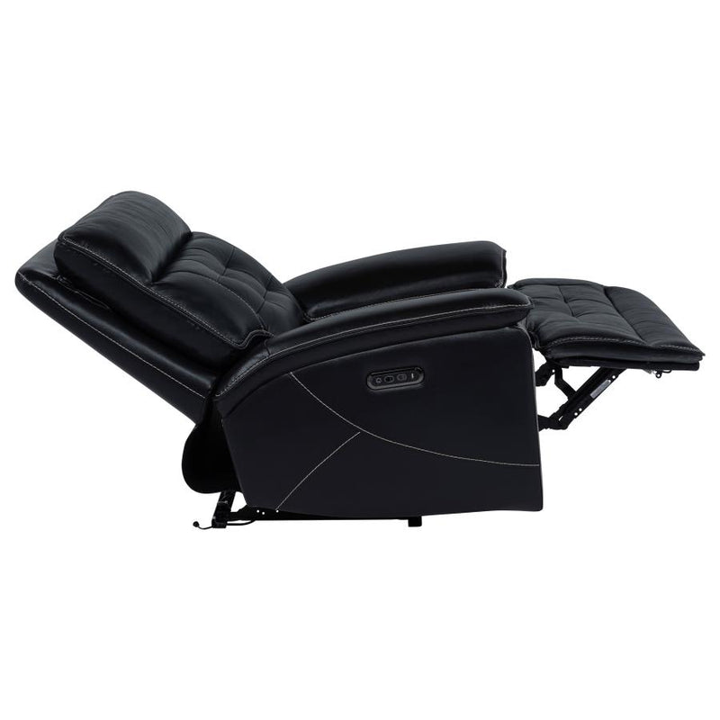 Hewitt Leather Upholstered Dual Power Recliner Chair Black-zoom-