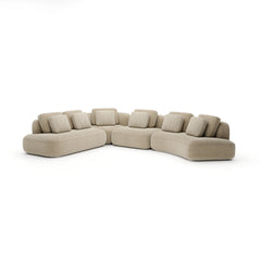 Caracole Sasso Oatmeal Curved Sectional – angle view – Lusso Furniture Miami