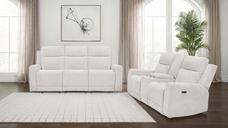Kennett 2-piece Chenille Power Reclining Sofa Set Ivory-zoom-
