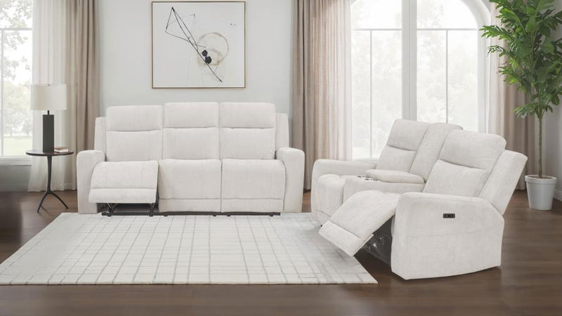 Kennett 2-piece Chenille Power Reclining Sofa Set Ivory-zoom-