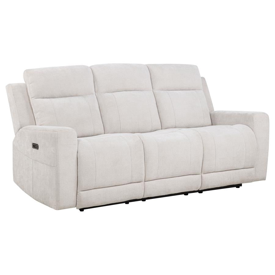 Kennett 2-piece Chenille Power Reclining Sofa Set Ivory-5
