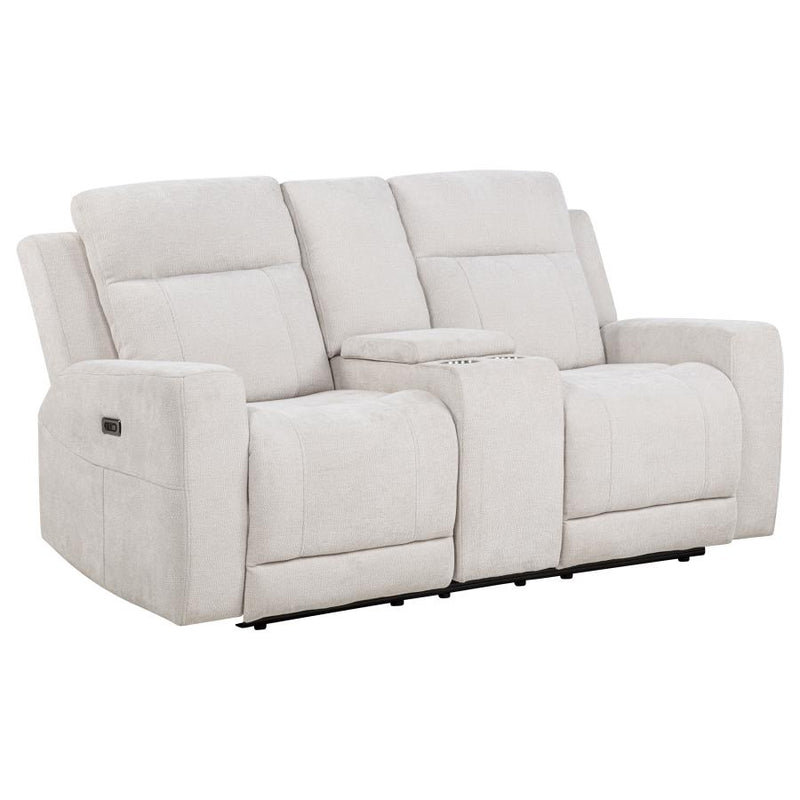 Kennett 2-piece Chenille Power Reclining Sofa Set Ivory-zoom-