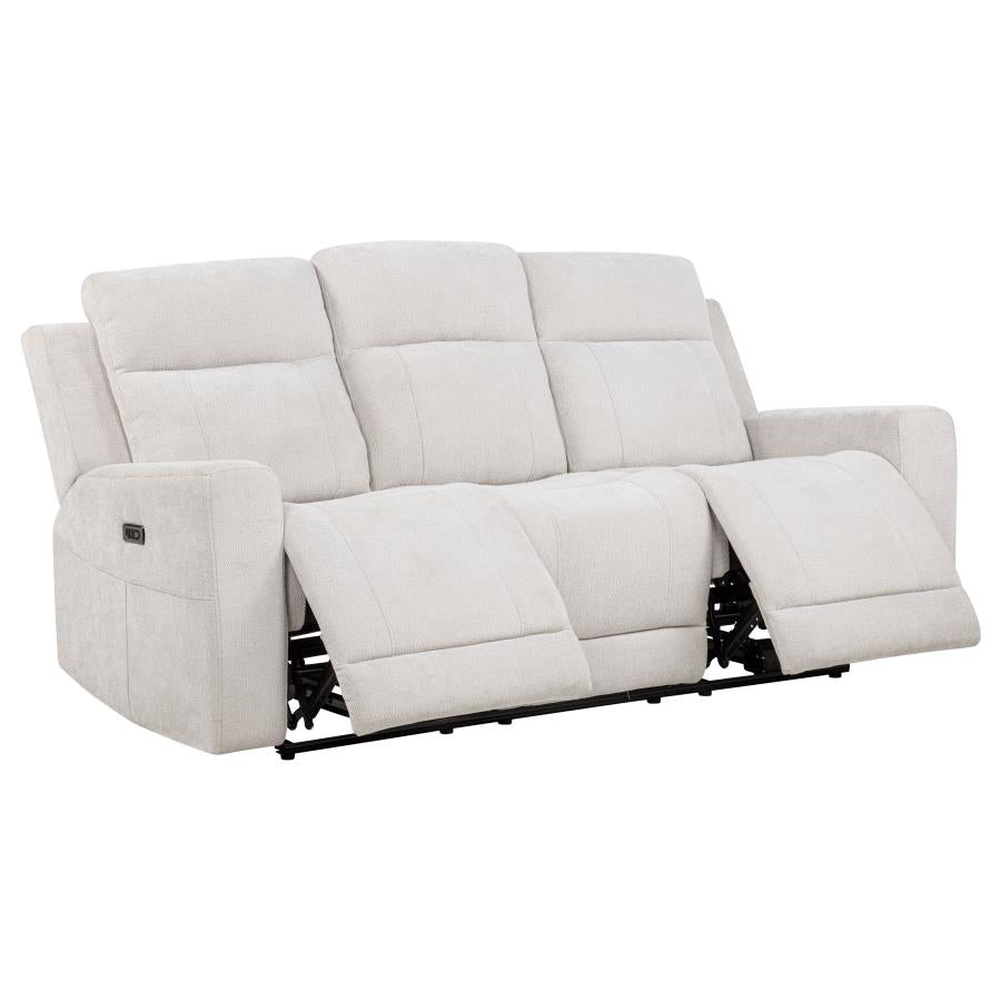 Kennett 3-piece Chenille Power Reclining Sofa Set Ivory-4