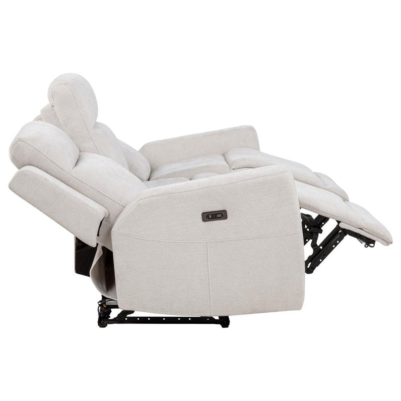 Kennett 3-piece Chenille Power Reclining Sofa Set Ivory-zoom-