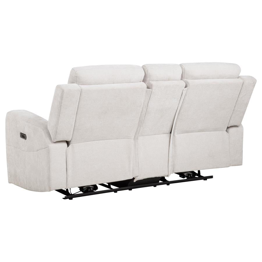 Kennett 3-piece Chenille Power Reclining Sofa Set Ivory-9