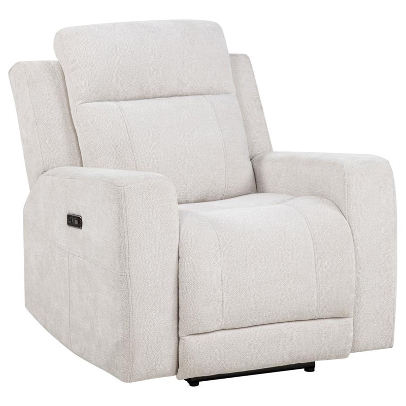 Kennett 3-piece Chenille Power Reclining Sofa Set Ivory-zoom-