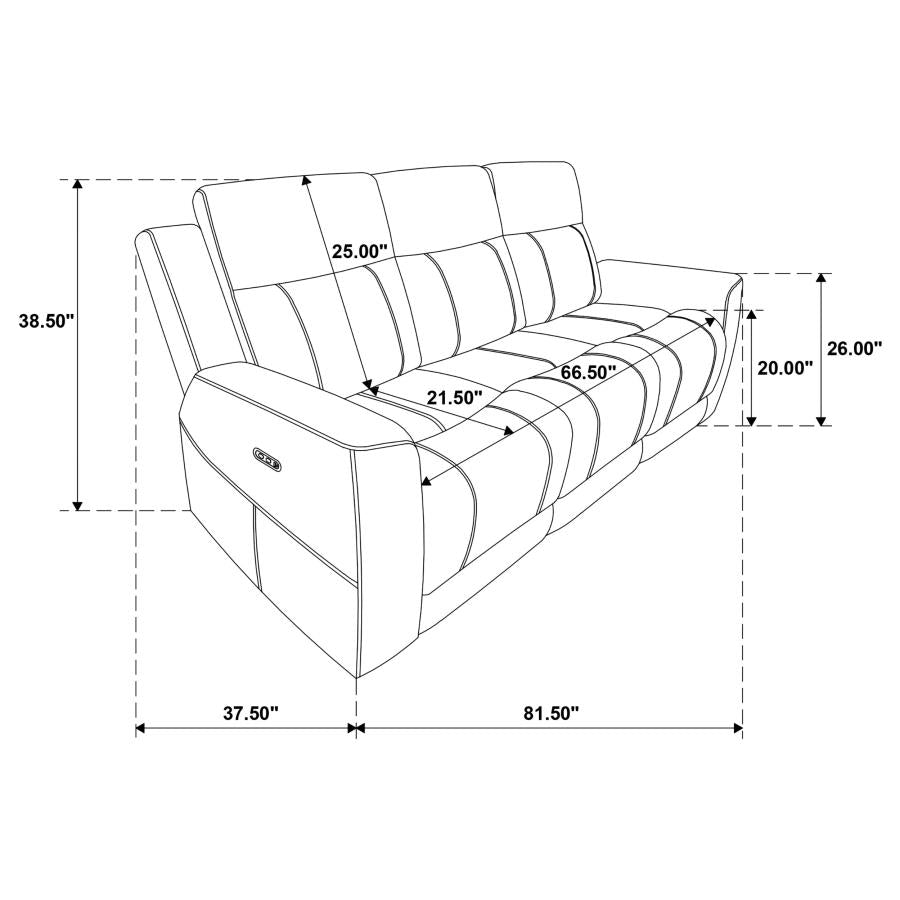 Kennett 3-piece Chenille Power Reclining Sofa Set Ivory-18