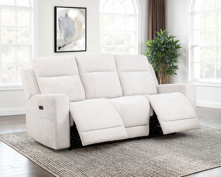 Kennett Chenille Upholstered Power Reclining Sofa Ivory-zoom-3
