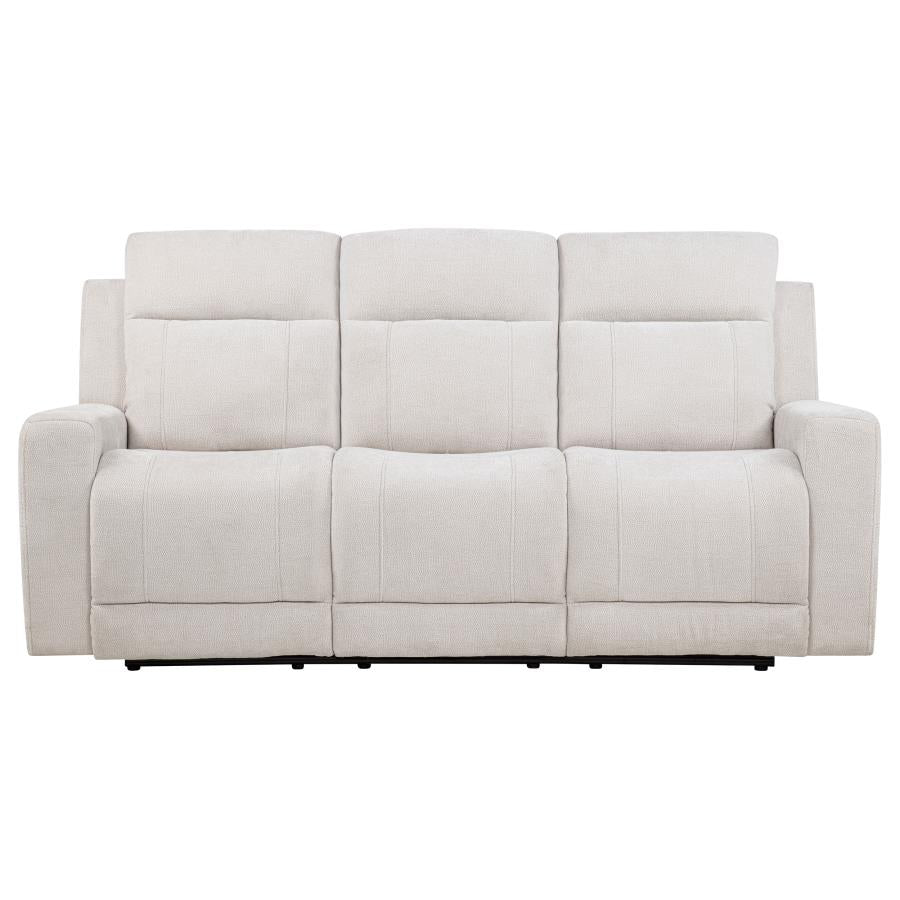 Kennett Chenille Upholstered Power Reclining Sofa Ivory-zoom-5