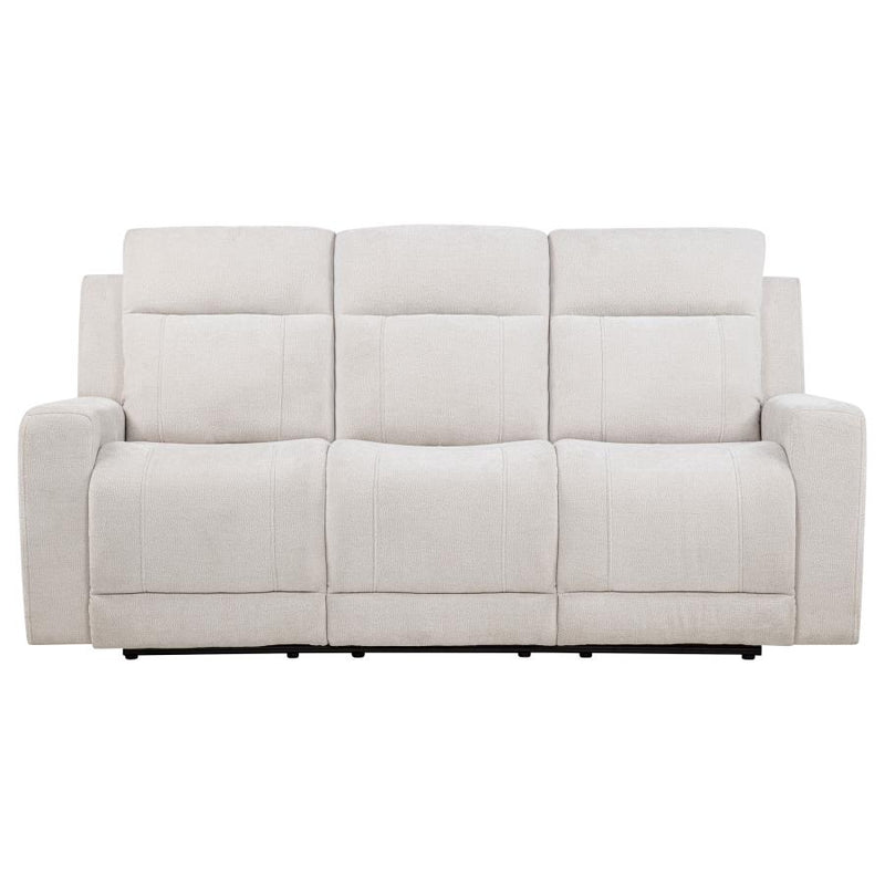 Kennett Chenille Upholstered Power Reclining Sofa Ivory-zoom-