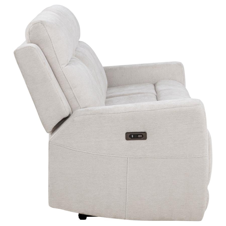 Kennett Chenille Upholstered Power Reclining Sofa Ivory-zoom-7