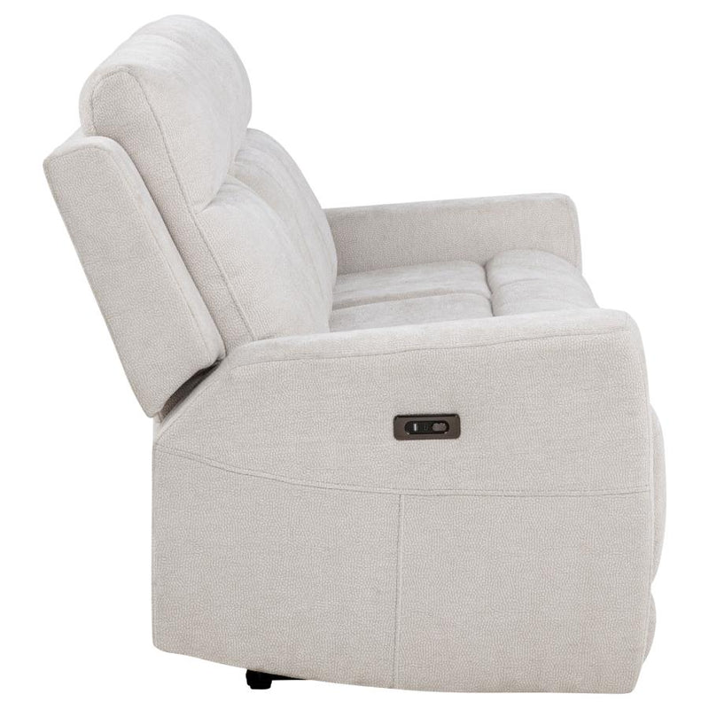 Kennett Chenille Upholstered Power Reclining Sofa Ivory-zoom-