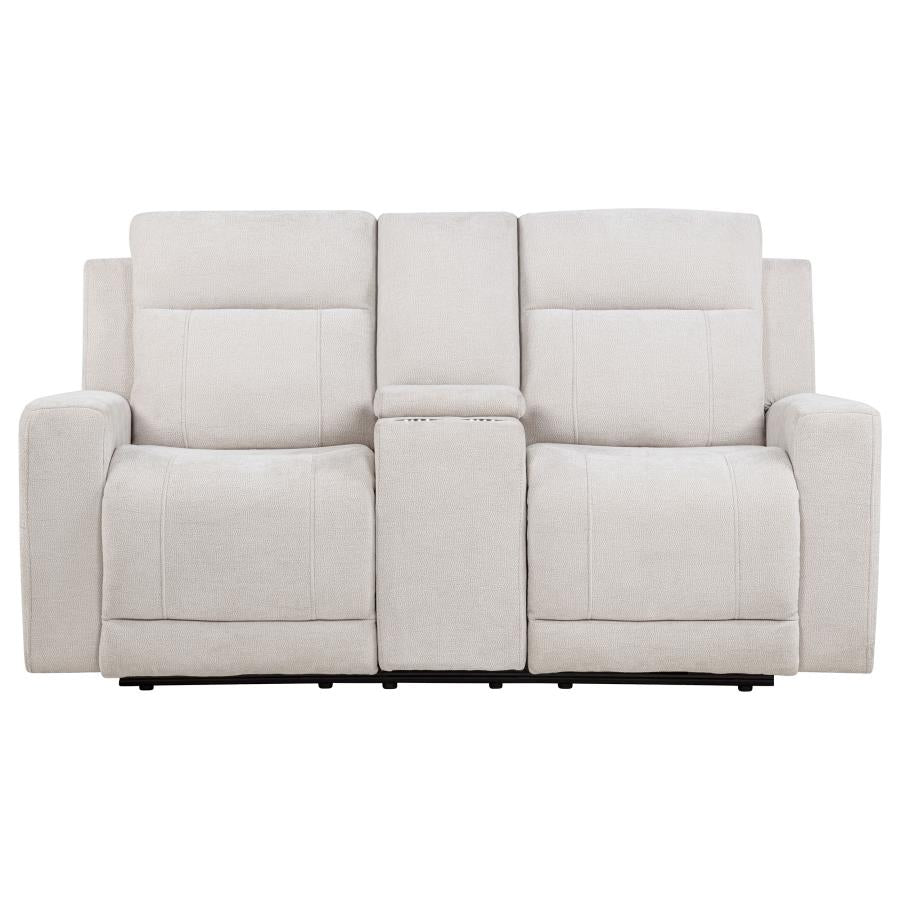 Kennett Chenille Upholstered Power Reclining Loveseat Ivory-5