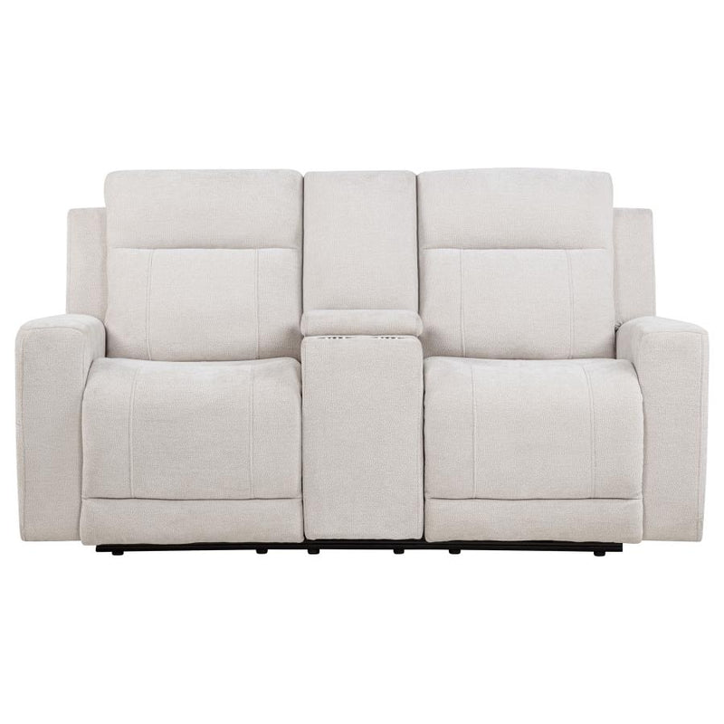 Kennett Chenille Upholstered Power Reclining Loveseat Ivory-zoom-