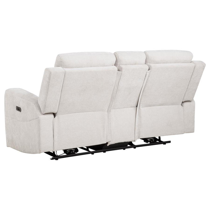 Kennett Chenille Upholstered Power Reclining Loveseat Ivory-zoom-