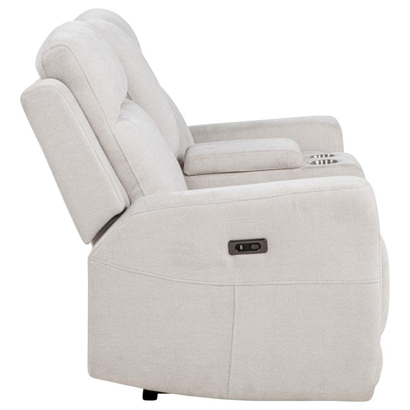 Kennett Chenille Upholstered Power Reclining Loveseat Ivory-zoom-