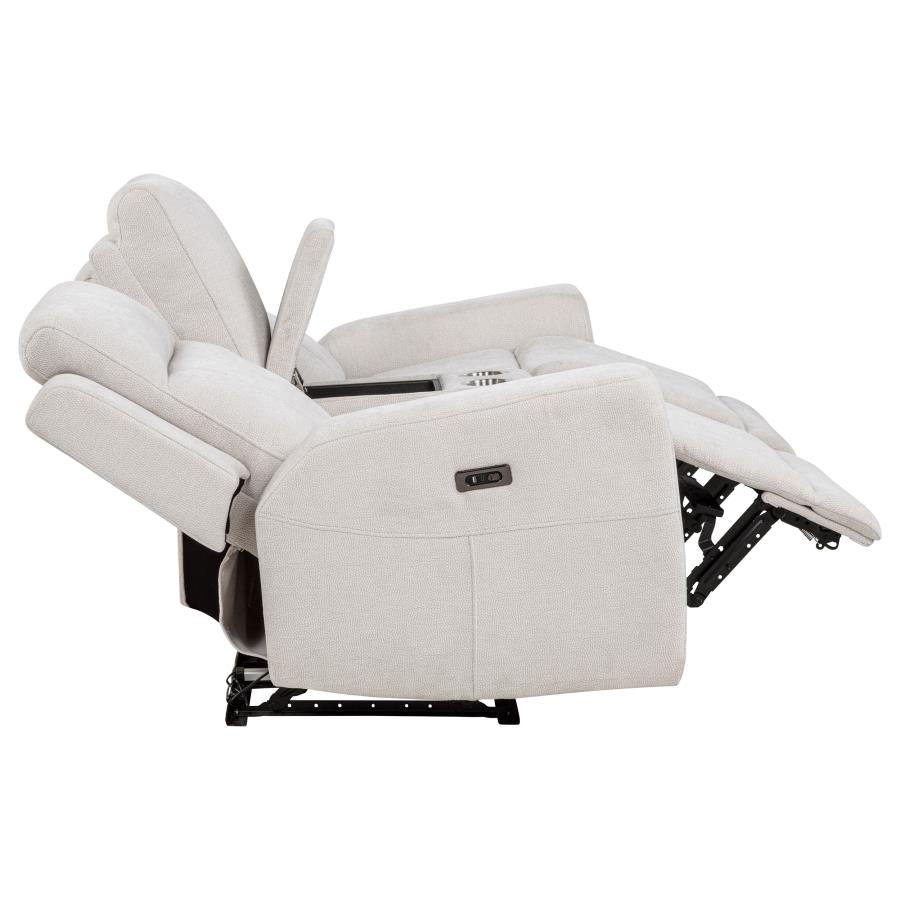 Kennett Chenille Upholstered Power Reclining Loveseat Ivory-zoom-8