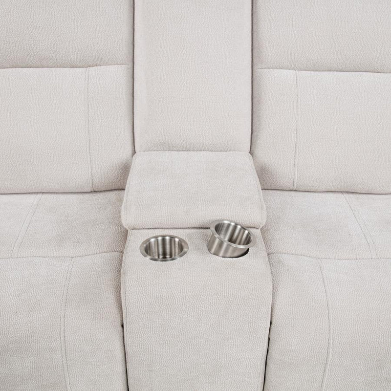 Kennett Chenille Upholstered Power Reclining Loveseat Ivory-zoom-