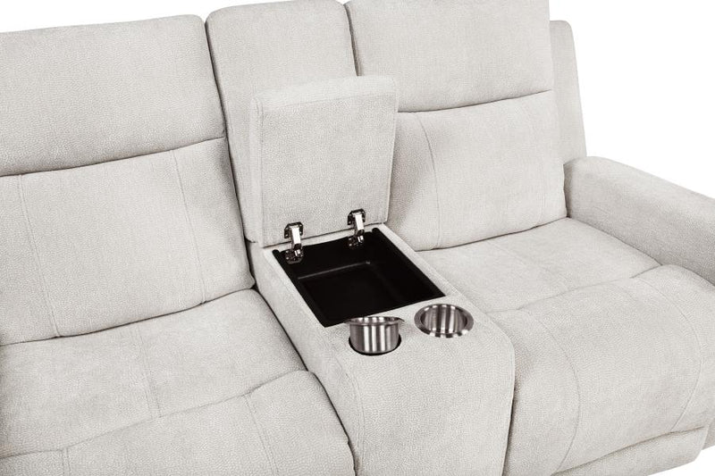 Kennett Chenille Upholstered Power Reclining Loveseat Ivory-zoom-