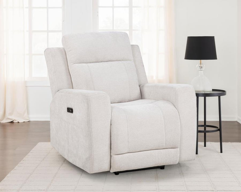 Kennett Chenille Upholstered Power Recliner Chair Ivory-zoom-