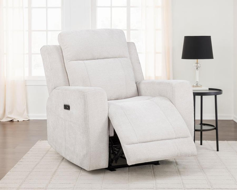 Kennett Chenille Upholstered Power Recliner Chair Ivory-zoom-