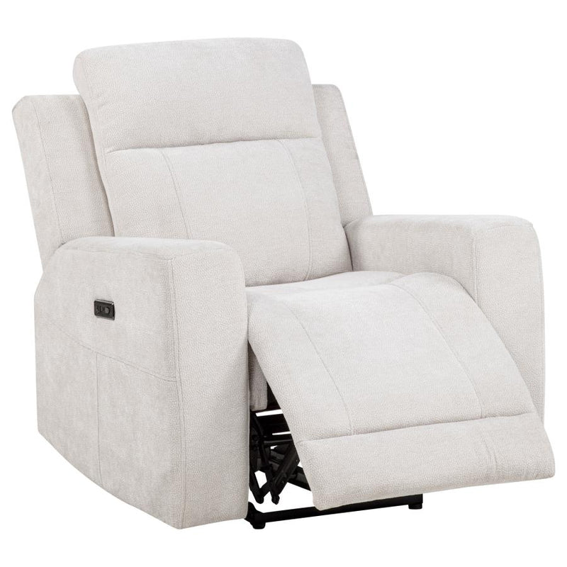 Kennett Chenille Upholstered Power Recliner Chair Ivory-zoom-