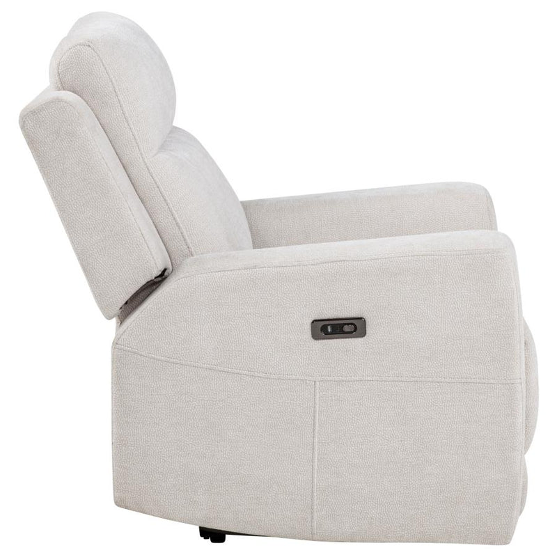 Kennett Chenille Upholstered Power Recliner Chair Ivory-zoom-