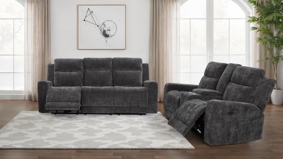 Kennett 2-piece Chenille Power Reclining Sofa Set Dark Grey-zoom-1
