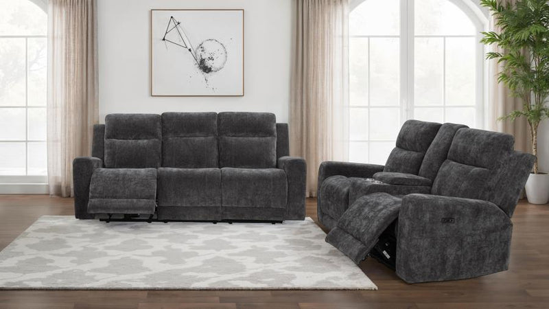 Kennett 2-piece Chenille Power Reclining Sofa Set Dark Grey-zoom-