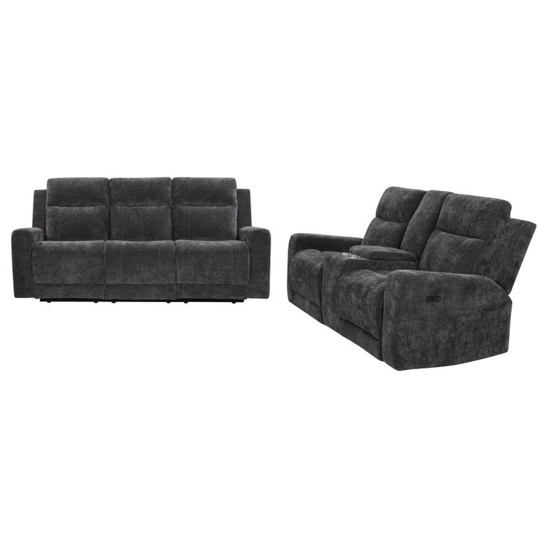 Kennett 2-piece Chenille Power Reclining Sofa Set Dark Grey-zoom-