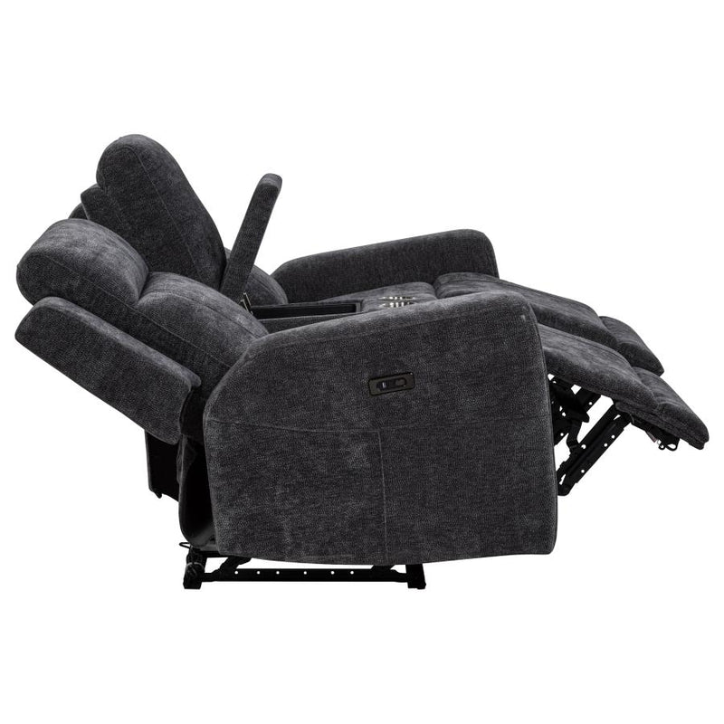 Kennett 2-piece Chenille Power Reclining Sofa Set Dark Grey-zoom-