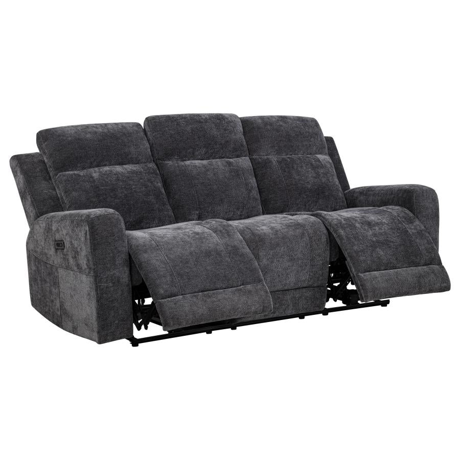 Kennett 3-piece Chenille Power Reclining Sofa Set Dark Grey-zoom-4