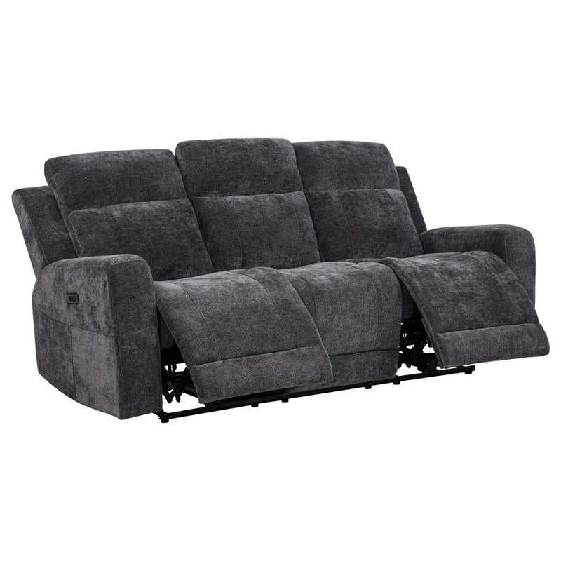 Kennett 3-piece Chenille Power Reclining Sofa Set Dark Grey-zoom-