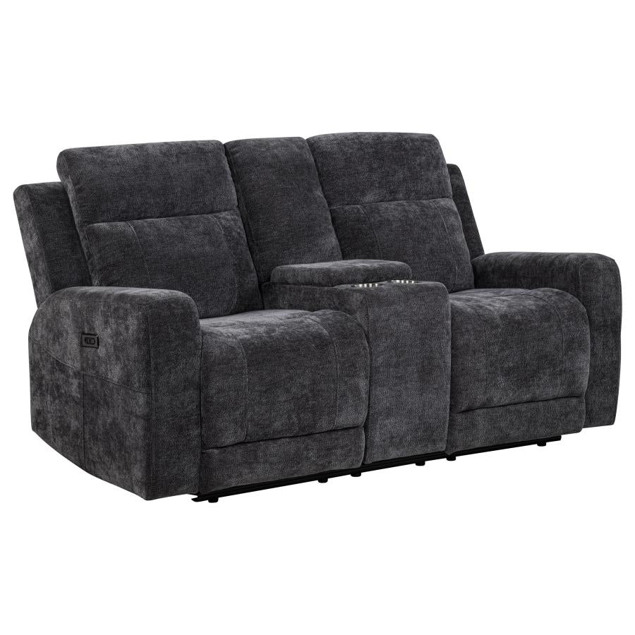 Kennett 3-piece Chenille Power Reclining Sofa Set Dark Grey-7